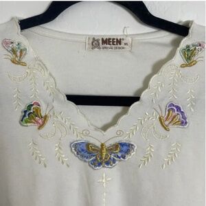 Vintage Butterfly Bug Classy Girly Coquette Artsy Hipster Hippie V Tee Blouse